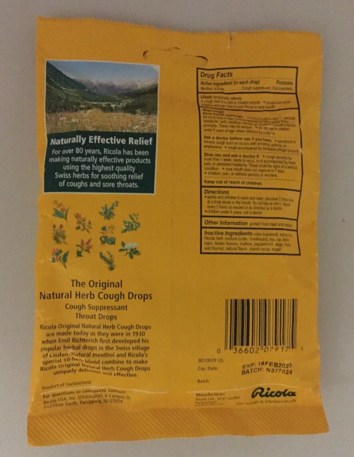 Ricola Original Natural Herb Cough Drops Soothing Relief, 21ct, 36-Pack