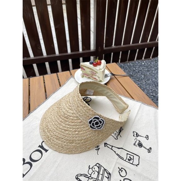 CoCopeaunts Summer Raffia Sun Hats For Women Outdoor UV Protection Ponytail Straw Hat Female Empty Top Sunscreen Cap Summe Visors Cap Bonnet