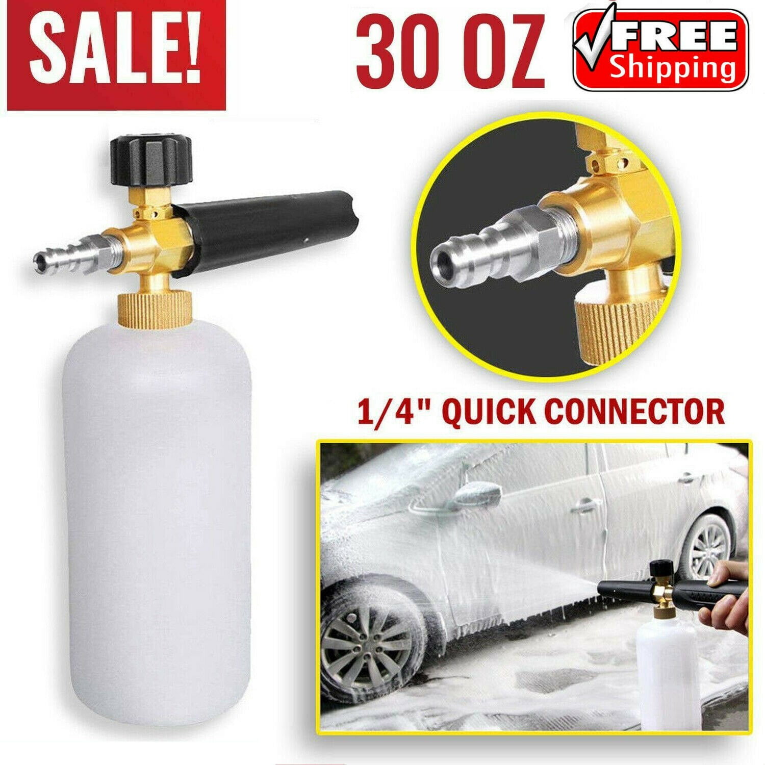 Snow Foam Lance Cannon Pressure Washer Gun Car Foamers Wash Bottle&Adapter YLW 