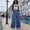 Blue, variant on Delayuji Baggy Cargo Pants For Women Wide Leg Pants High Waisted Elastic Casual Pants Spring