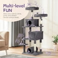 thumbnail image 4 of Pefilos 65" Cat Tree Tower for Indoor Cats, Cat House with Padded Platform Bed, Toy Balls, 2 Cozy Condo, Cat Play Tunnel and Sisal Scratching Posts, Gray, 4 of 11
