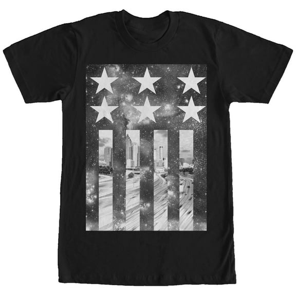 Men's Lost Gods Space American Flag Graphic Tee Black Small