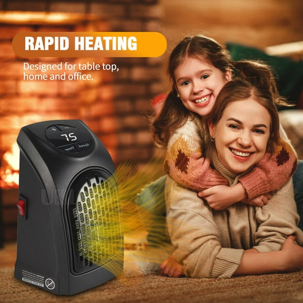 Petit radiateur électrique en céramique, ventilateur de chauffage portable  pour bureau avec thermostat réglable, type enfichable, 400 W