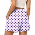 thumbnail image 6 of Cagogo Women Casual Elastic Waist Polka Dot Beach Shorts Plus Size Loose Summer Shorts Travel Lounge Outdoor, Purple S, 6 of 6