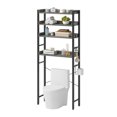 thumbnail image 6 of Over The Toilet Storage Rack, 4 Tier Wooden Bathroom Organizer with 4 Hooks, Freestanding Space Saver Bathroom Shelves for Laundry, Gray, 6 of 6