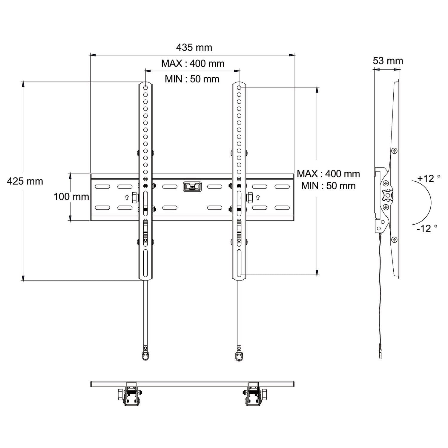 Support mural inclinable pour télévision blackweb pour télévisions de 48,3 cm (19 po) à 127 cm (50 po) (Noir)