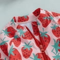 thumbnail image 6 of Baby Swimsuit Baby Girl Long Sleeve Floral Print Zip Rash Guard One Piece with Swim Cap Toddler Bathing Suit Girl Red 0-3 Months, 6 of 7