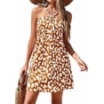 thumbnail image 3 of PRETTYGARDEN Womens Summer Halter Mini Dress Sleeveless Boho Floral Short Sundress Casual Flowy Beach Dresses, 3 of 10