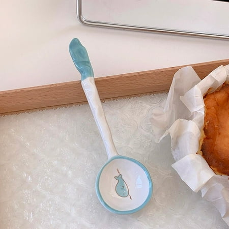 

Cute Strawberry Spoon Cute Bear Ice Cream Dessert Soup Ceramic Korean Spoon with Long Handle Kitchen Tableware Accessories
