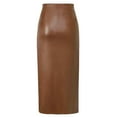 thumbnail image 6 of Women's Skirts High Waisted Faux Leather Side Slit Skirt PU Leather Bodycon Split Thigh Long Slim Skirt Stretch Smart Casual Bodycon Pencil Skirt, 6 of 7