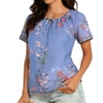 thumbnail image 3 of TaTaai Women's Casual Printed Top Round Neck Short Sleeve Chiffon Blouse Soft Flowy Lightweight Spring Summer Daily Beach Wear Gift, 3 of 7