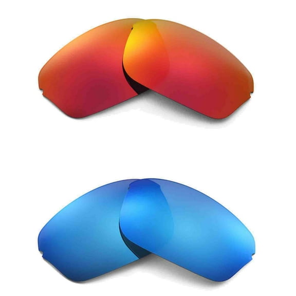 Walleva 2 Paris Polarized Replacement Lenses For Oakley Half Wire 2.0 Sunglasses-Ice Blue   Fire Red
