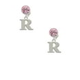 thumbnail image 2 of Delight Jewelry Silvertone Large Initial - R - Pink Crystal Clip on Earrings, 2 of 5