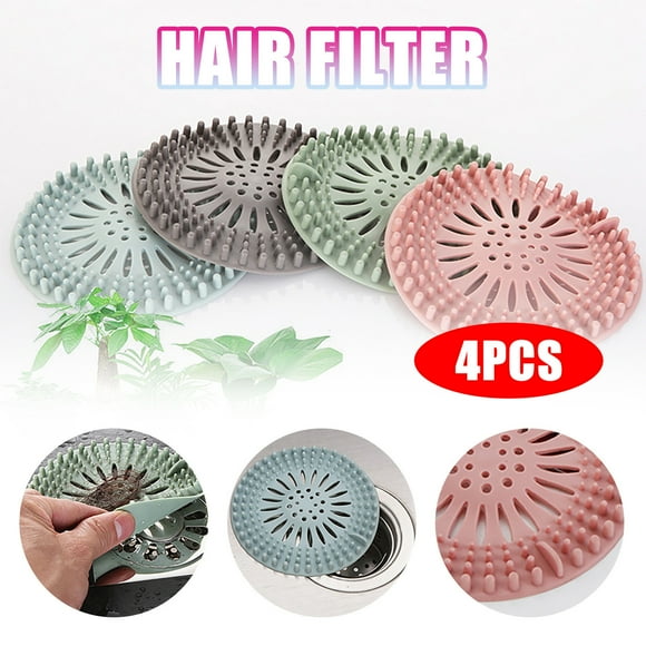 Xihbxyly Filtro de Pelo para Fregadero, Silicona Suave, Drenaje Fino, Atrapa Eficazmente El Pelo, para Baño, Inodoro, Fácil Instalación, Juego de 4 Piezas, 13,3 X 13,3 Cm