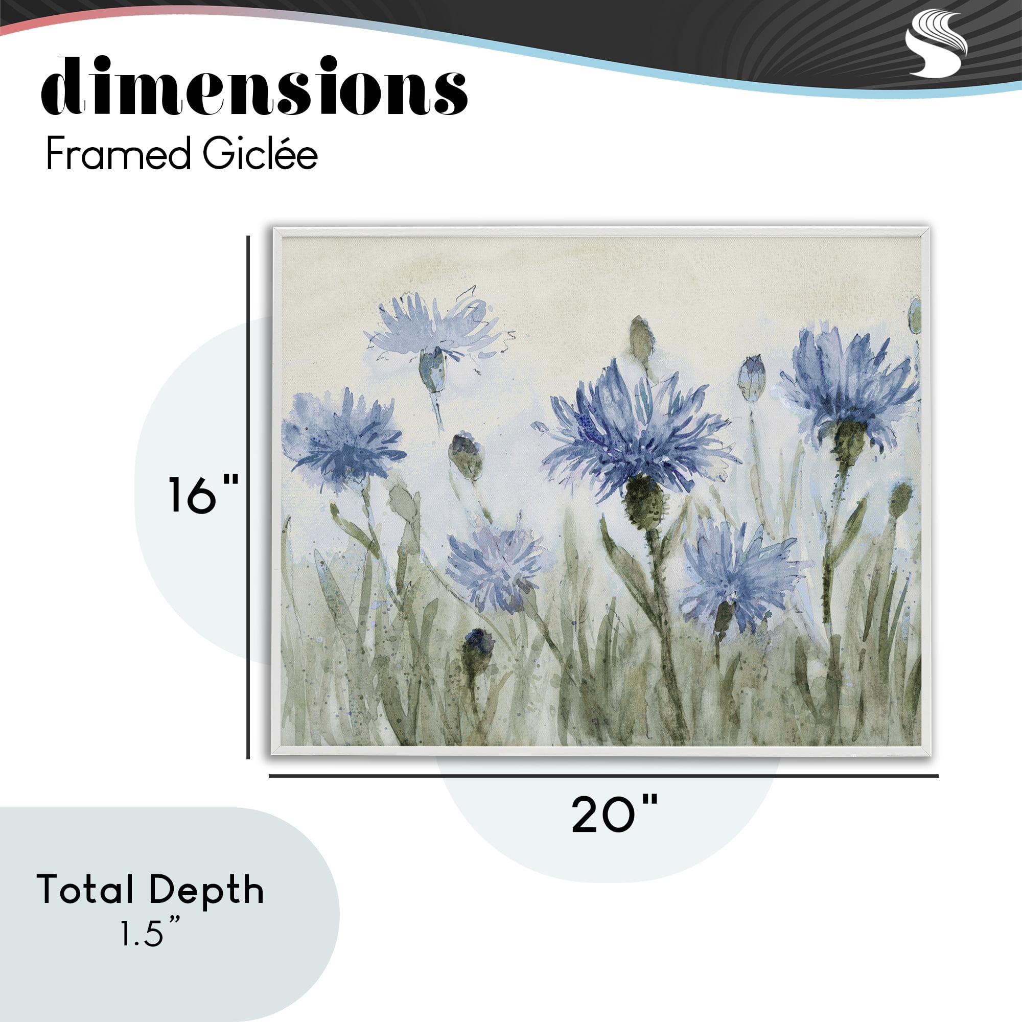 Stupell Industries Blue Cornflowers Meadow White Framed Giclee Art, design by Lanie Loreth