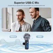 USB C Mini Wireless Lavalier Microphone for iPhone/Android,Lapel Mic with Noise Reduction,Lav Mic for Video Recording,Tiny Microphone Content Creator Interview for Tiktok,Youtube,Vlog (Black)