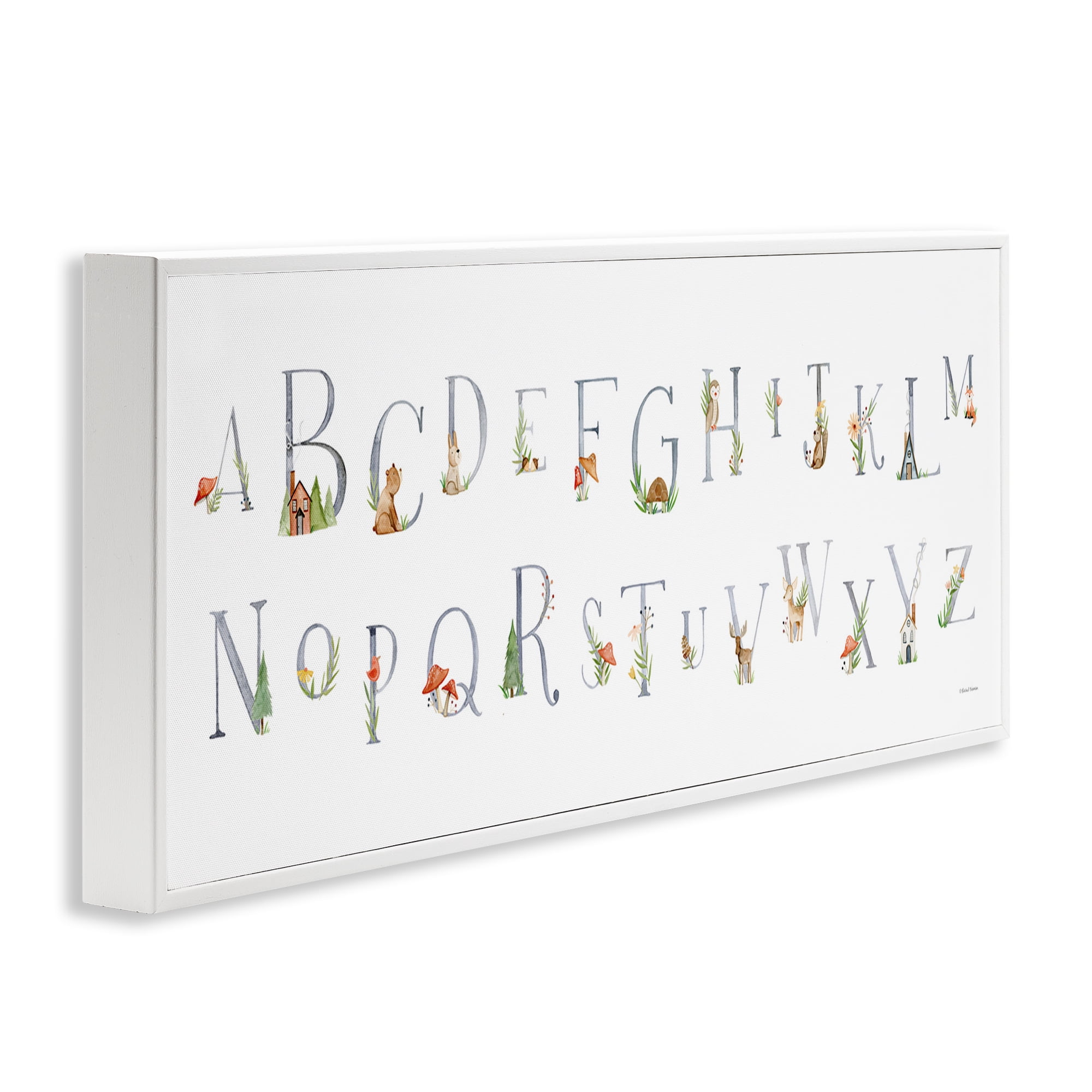 Stupell Industries Country Cottage Alphabet Scenery Painting White Framed Art Print Wall Art, 24 x 10
