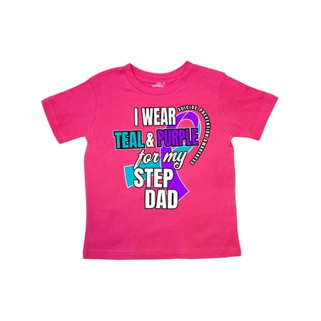 

Inktastic Suicide Prevention I Wear Teal and Purple for My Step Dad Gift Toddler Boy or Toddler Girl T-Shirt