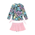 thumbnail image 2 of YEAHDOR Kids Girls 2Pcs Swimming Bathing Suit Long Sleeve Flower Printed Tops with Skirted Shorts Swimwear Pink-orange 8, 2 of 7