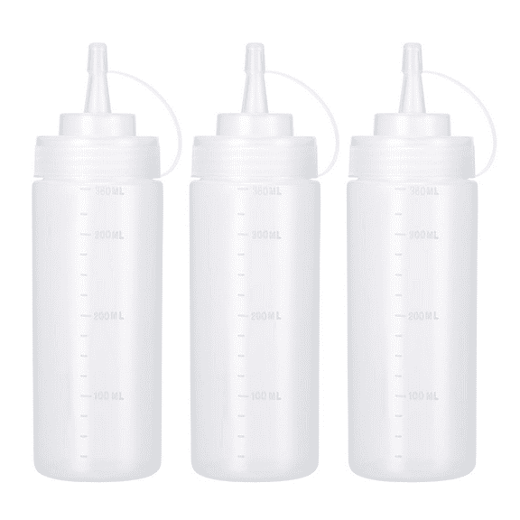 Condiment Squeeze Bottles, 8oz/240ml Plastic Squeeze Bottles for Sauces with Twist On Cap Lids for Sauces, Paint,Oil, Condiments,Salad Dressings, Arts and Crafts,3 Pack