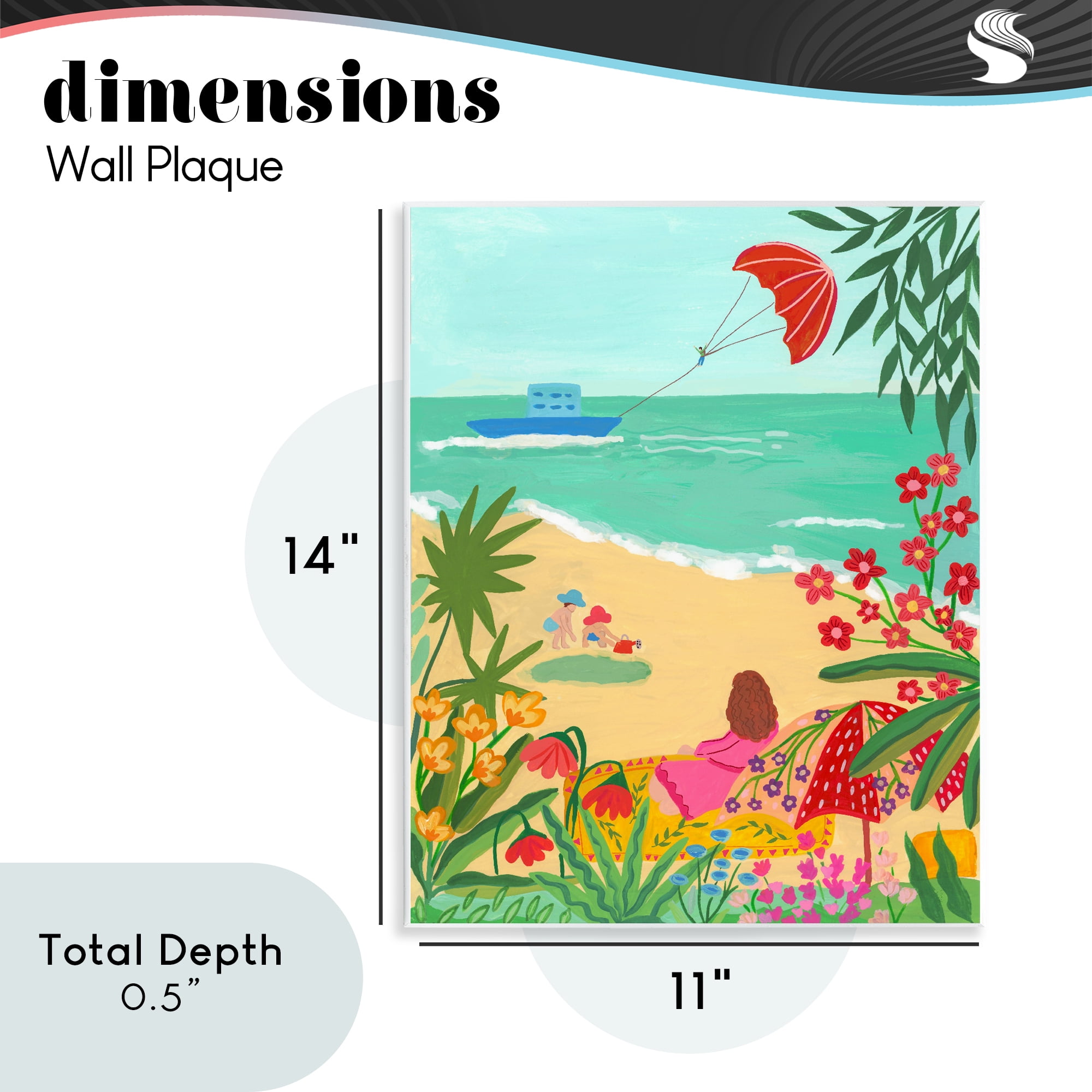 Beach And Flowers View Wall Plaque Art, design by Nabeela Rumi