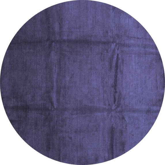 Ahgly Company Machine Washable Indoor Round Abstract Blue Contemporary Area Rugs, 3' Round