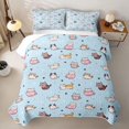thumbnail image 2 of Homewish Kawaii Cat Animal Twin Quilt Set,Cartoon Pet Themed Twin Coverlet Set,Blue,2-Piece, 2 of 7