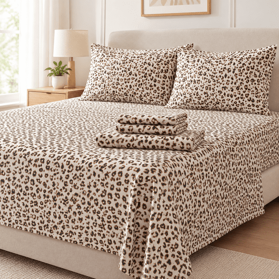 Leopard Sheets Queen Fiber Brown