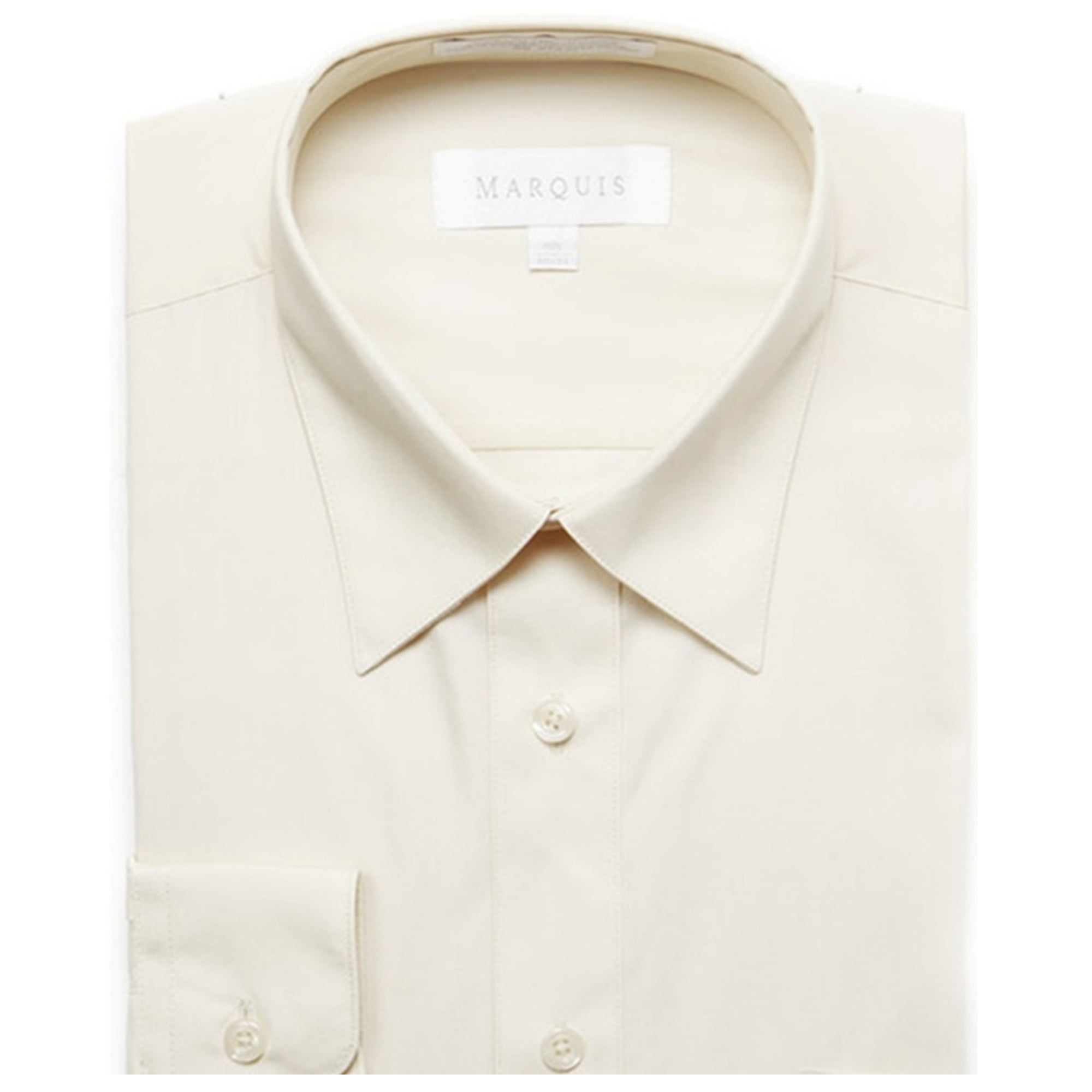 Historicus onderhoud Berekening Marquis Men's Ecru Off White Long Sleeve Slim Fit Dress Shirt N 16.5, S  36-37 - Walmart.com