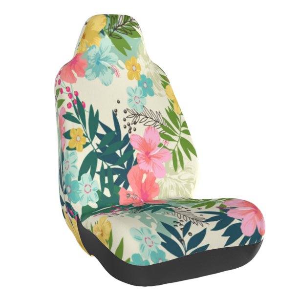Balery Tropical Flowers Funda de Asiento para Auto con Diseño - Cubierta Frontal Suave y Transpirable con Protector Antideslizante- 1 Unidad