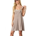 thumbnail image 4 of JWD Women's Rompers summer sleeveless short Jumpsuits Button adjustment with pocket Light Khaki S, 4 of 8