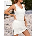 thumbnail image 4 of Womens Crochet Cover Up Sleeveless Tank Strap Swimsuit Coverup Hollow Out Beach Dress with Side Split Shermie, 4 of 6