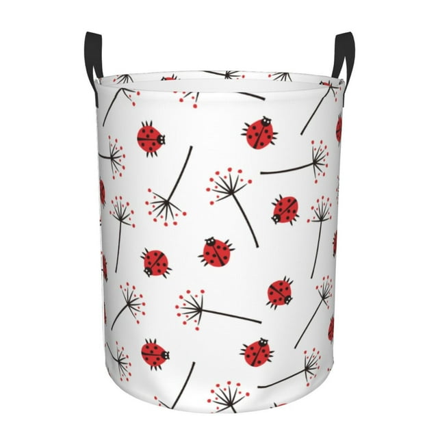 Fotbe Ladybug With Dandelion Cesto de Ropa con Asas, Cesto Impermeable de Gran Capacidad, Bolsa de Lavado para Dormitorio, Cesto de Ropa con Ruedas y Asas-Small