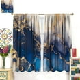 thumbnail image 2 of Blue and Gold Marble Window Curtains Gold Texture Print Blackout Marble Grommet Curtain Modern Luxury Gold Crack Darkening Drape for Living Room Bedroom 2 Panels-52"W x 63"L (Pack of 2), 2 of 7