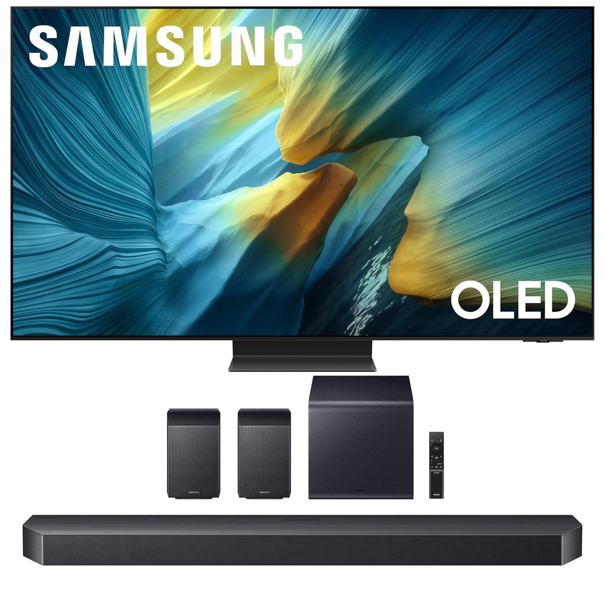 Samsung QN65S95FAFXZA 65 Inch OLED HDR Pro 4K Smart TV with a Samsung HW-Q990F Q Series Soundbar 11.1.4 Ch Subwoofer with Rear Speakers (2025)
