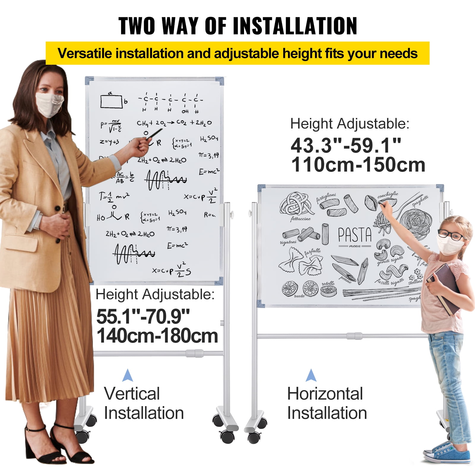 KFFKFFMagnetic Double Sided Whiteboard with Stand