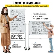 BENTISM Mobile Magnetic Whiteboard Double Sided 360° Rotating Dry Erase Board 24 x 36 Height Adjustable Aluminum Frame White