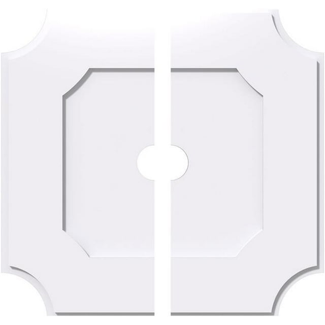Ekena Millwork CMP18LE2-02000 18 in. OD x 2 in. ID Square Locke Architectural Grade PVC Contemporary Ceiling Medallion - 2 Piece