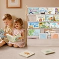 thumbnail image 6 of Kids Bookshelf, Caveen 4 Tier Wooden Kids Bookcase, Canvas  Bookshelf for Kids for Playroom, Bedroom, Beige, 6 of 8