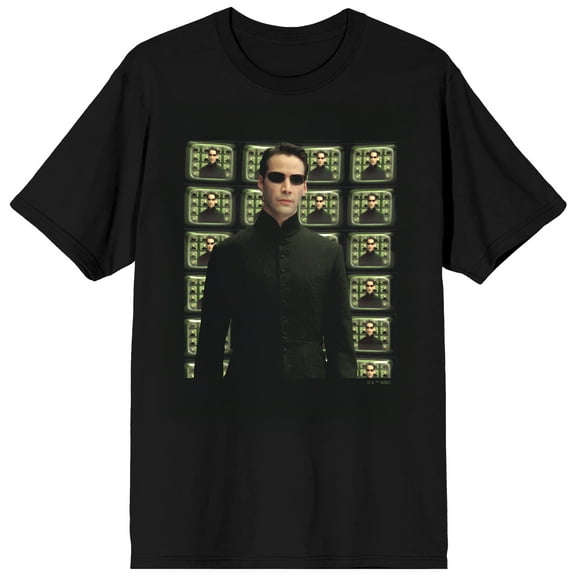 The Matrix Neo Many Screens on Black Adult T-Shirt-Small