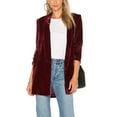 thumbnail image 3 of Bellella Ladies Plain Jacket Solid Color Shawl Collar Blazer Work Cardigan Claret XL, 3 of 5