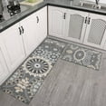 thumbnail image 2 of Gray Floral Mandala and Leaf Pattern Kitchen Rugs Sets Of 2,Anti Fatigue Kitchen Mat Rugs Non Slip Washable,Decorative Kitchen Floor Mats for Kitchen,Sink,Laundry,17"x30"+17"x47", 2 of 7
