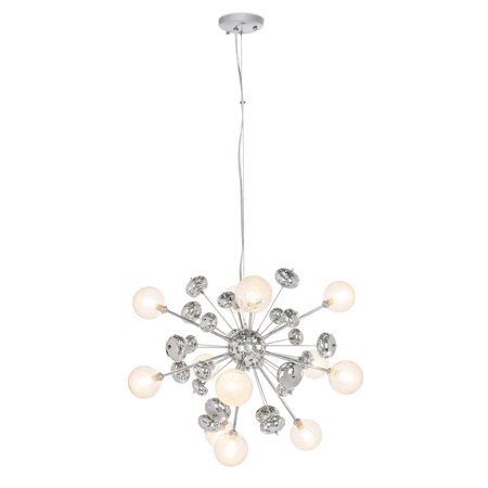 Dinning Room Lighting Best Choice Products Mid-Century Modern Metal Hanging Cluster Pendant Lighting Chandelier Fixture for Living Room, Dining Room with Adjustable Height, Silver, 12 Lights ()