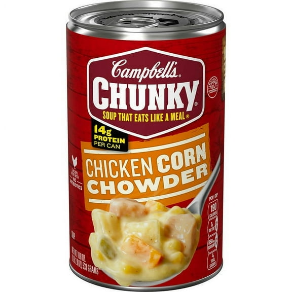 Campbell's Chunky Soup, Ready to Eat Chicken Corn Chowder Soup, 18.8 Oz Can, Quantity of 3