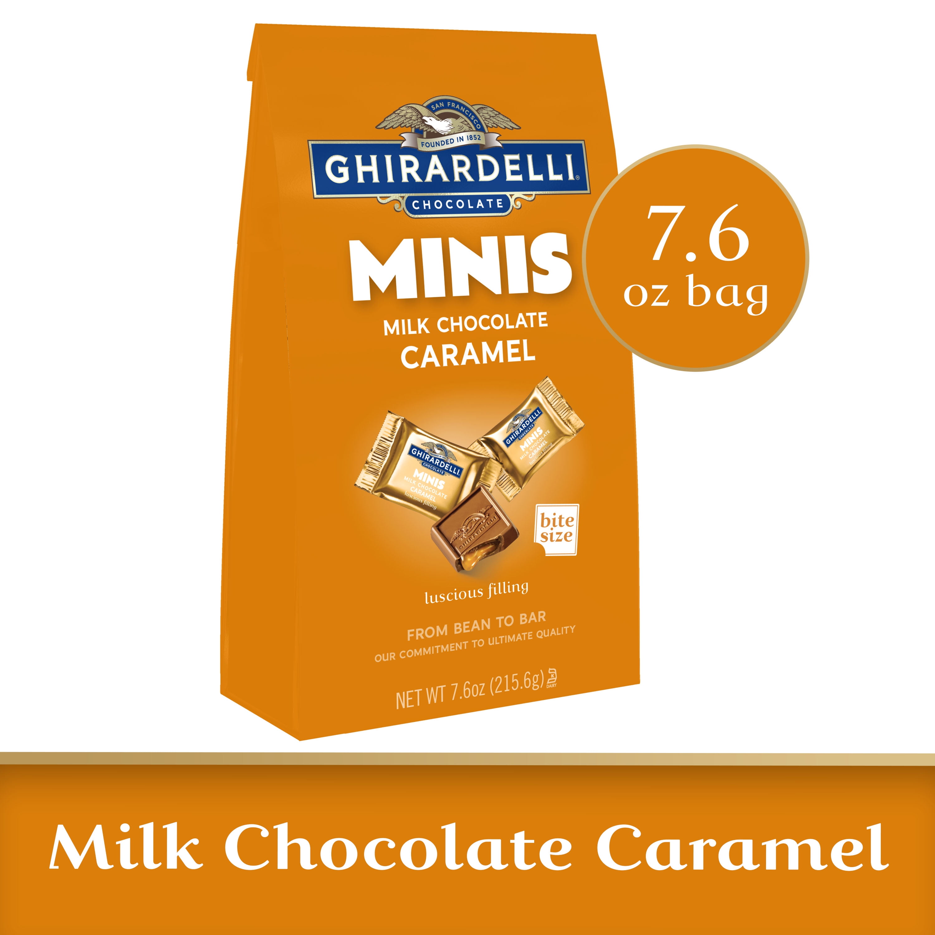 GHIRARDELLI Minis Milk Chocolate Caramel, 7.6 Oz Bag