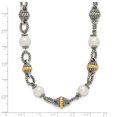 thumbnail image 3 of 925 Sterling Silver Fancy Pearl Necklace Chain Shey Couture with 14K Accent 18 Inch Antiqued 8mm Freshwater Cultured mm, 3 of 4