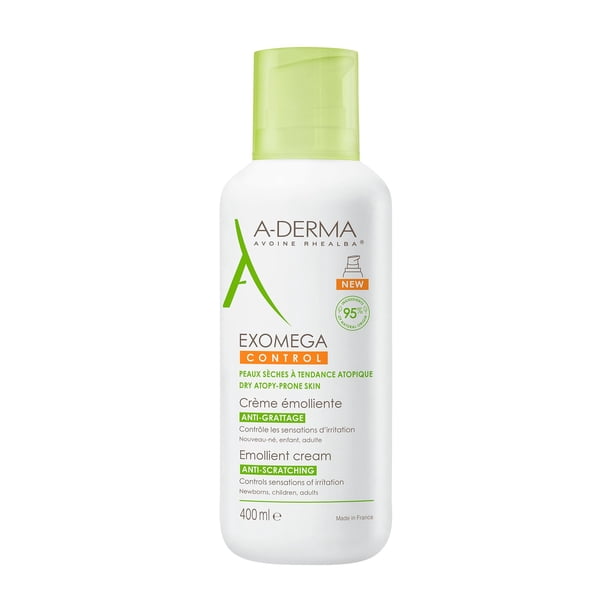 A-DERMA Exomega Control Crema Emoliente Anti-comezón con Avena Rhealba®, Piel Seca con Tendencia Atópica, 400 ml A-DERMA NA