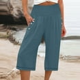thumbnail image 1 of WILLBEST Pantalones Casuales de Verano para Mujer, de Color Liso, de Cintura Alta, Anchos y con Bolsillos y Botones. Mediana, 1 of 4