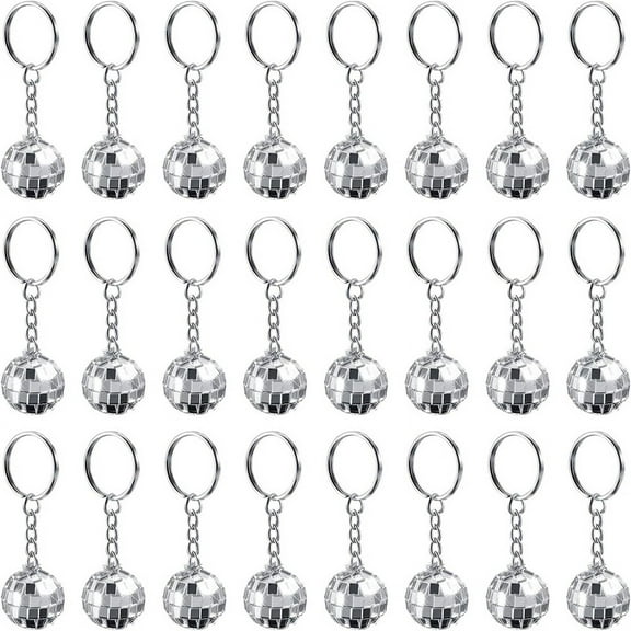 24 Pack Mini Mirror Disco Ball Keychain Last Bachelorette Retro 60s 70s for Party Favors Set