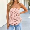 thumbnail image 5 of GERsome Tube Tops for Women Strapless Polka Dot Ruched Peplum Tops Sleeveless Casual Bandeau Tops Pink Size M, 5 of 8